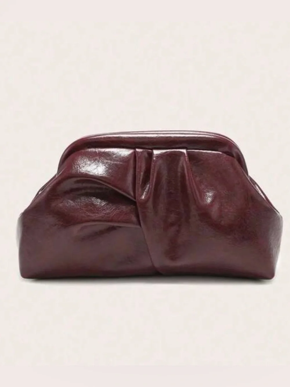 Burgundy Woven Clutch Bag -
